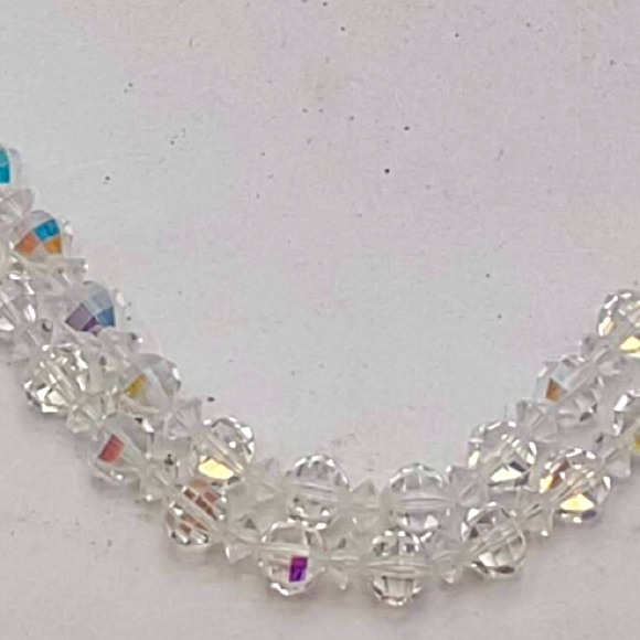 VINTAGE 1940’s ART DECO AURORA BOREALIS DOUBLE STRAND NECKLACE W/CRYSTAL CLASP - Picture 5 of 9